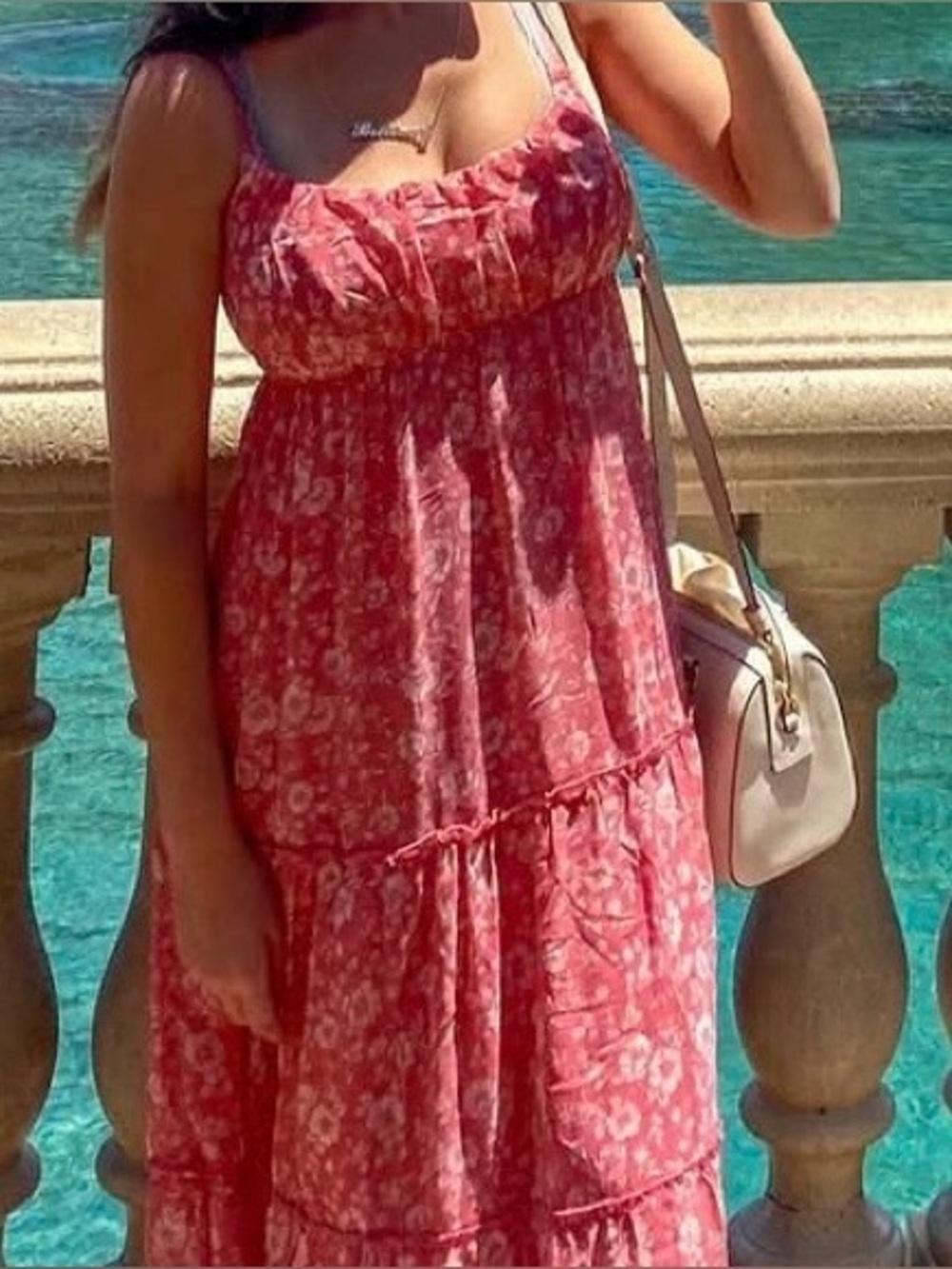 Floral Tiered Maxi Dress in Dusty Rose Women's Size Small